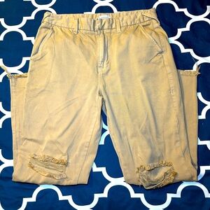 EUc Serra Retreat Tan Distressed Kick Crop Pants 4